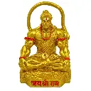 Golden Mahabali Meditating Hanuman, Polyresin, 3-Year Warranty