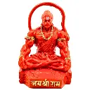 Orange Mahabali Meditating Hanuman, Polyresin, 3-Year Warranty