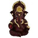 Brown Ganpati, Poly Resin, 3.5x2 Inches, 3-Year Warranty
