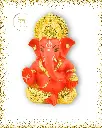 24 Carat Gold Plated Orange Ganpati, Poly Resin, 3.5x2 Inches, 3-Year Warranty