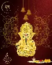 24K Gold Plated Ganpati, Poly Resin, 3.5x2 Inches, 3-Year Warranty