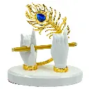 White Krishna with Flute, Poly Resin, 3.5x2 Inches, 3-Year Warranty