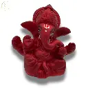 Maroon Mukut Ganpati, Poly Resin, 3.5x2 Inches, 3-Year Warranty
