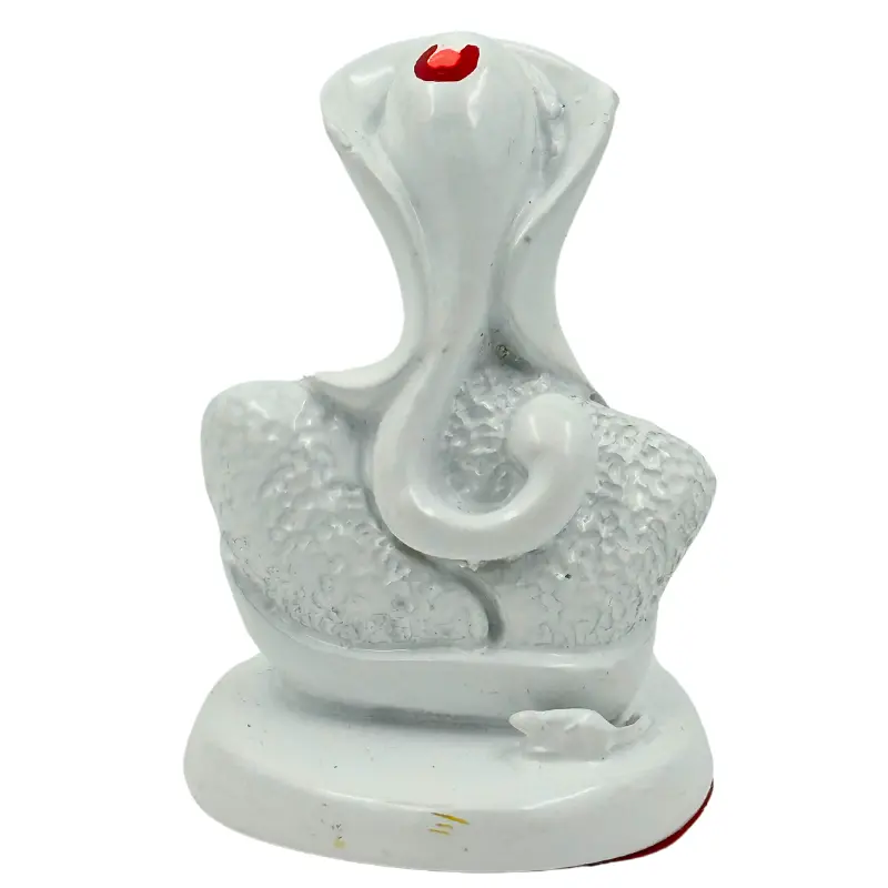 Rose White Ganpati, Poly Resin, 3.5x2 Inches, 3-Year Warranty