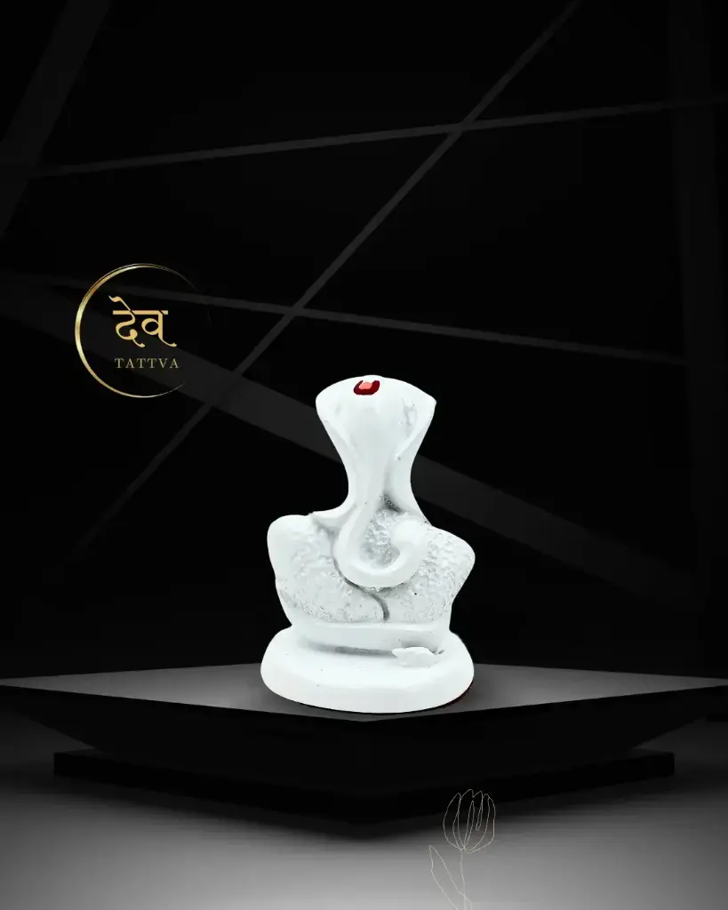 White Rose Shaped Ganpati, Poly Resin, 3.5x2 Inches, 3-Year Warranty