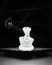 White Rose Shaped Ganpati, Poly Resin, 3.5x2 Inches, 3-Year Warranty