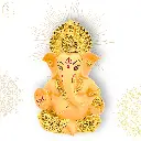 24-Carat Gold Plated Badami Ganpati, Poly Resin, 3.5x2 Inches, 3-Year Warranty