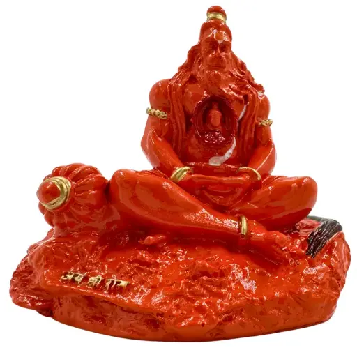Orange Hanuman with Ram Lalla, Poly Resin, 3.5x2 Inches, 3-Year Warranty