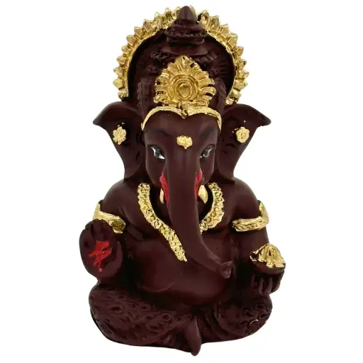 Brown Ganpati, Poly Resin, 3.5x2 Inches, 3-Year Warranty