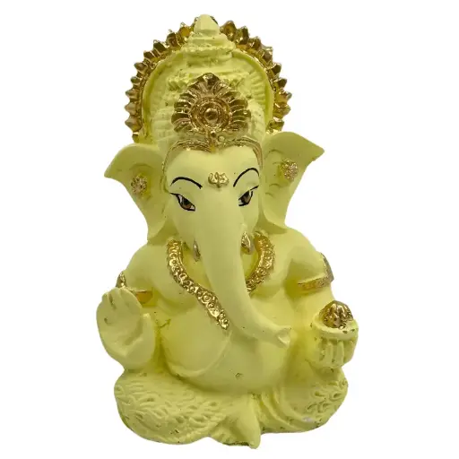 Titwala Ivory Ganpati, Poly Resin, 3.5x2 Inches, 3-Year Warranty