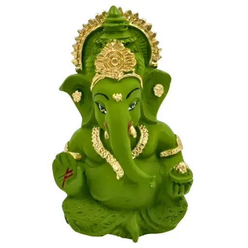 Titwala Mahendi Ganpati, Poly Resin, 3.5x2 Inches, 3-Year Warranty