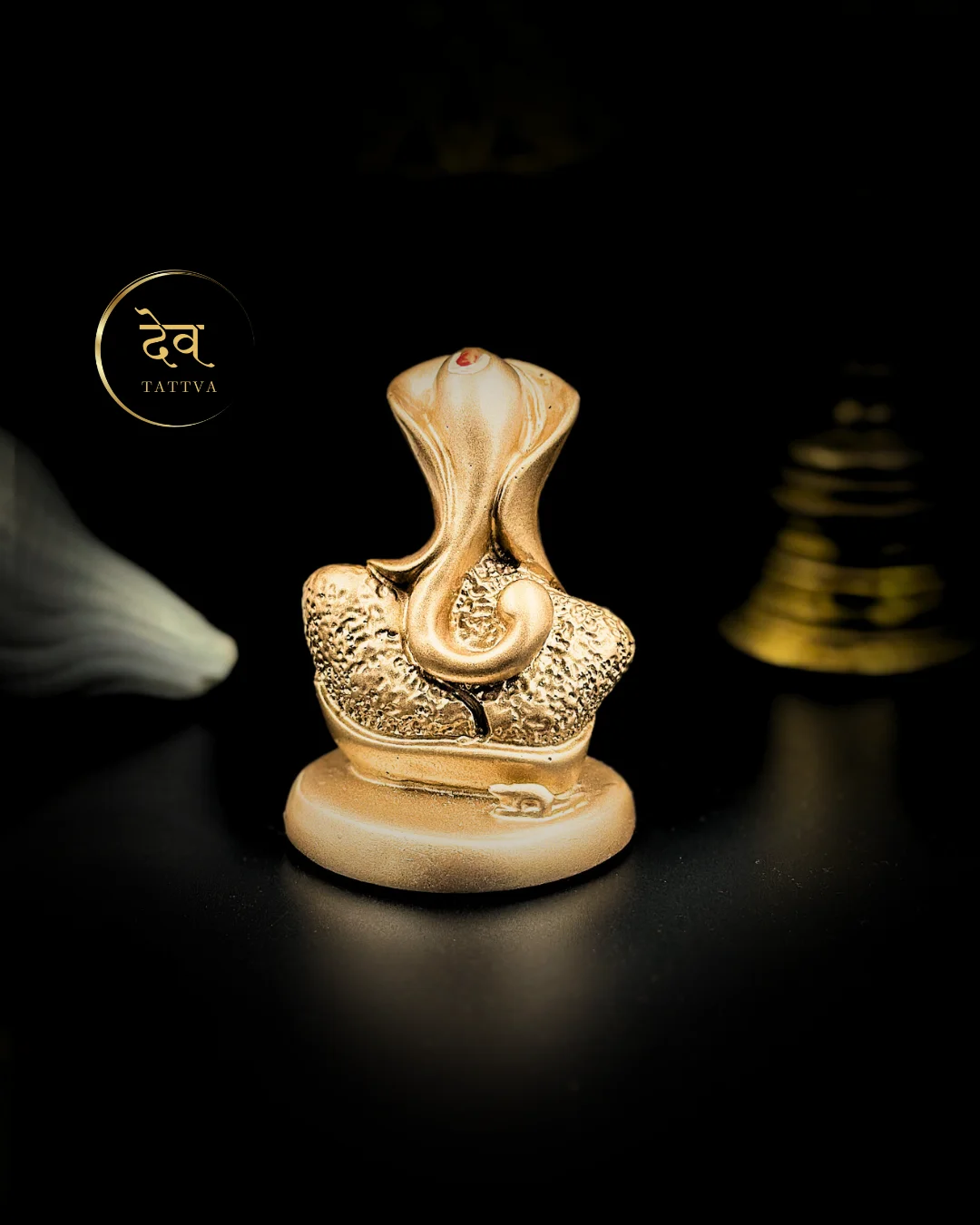 Bronze Rose Shaped Ganpati, Poly Resin, 3.5x2 Inches, 3-Year Warranty