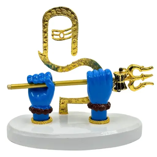 Blue Shiva Hand with Trishul, Poly Resin, 3.5x2 Inches, 3-Year Warranty
